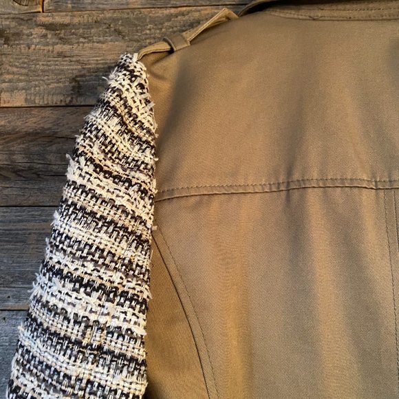 Madewell Crossweave Sweater Sleeve Tweed Trench Utility Jacket Olive XS - Picture 13 of 15